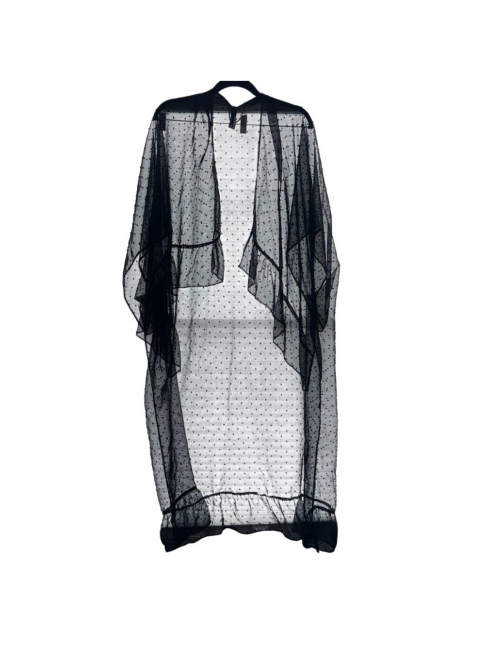 Express Womans Sheer Swiss Dot Kimono Duster-Black-One Size-GUC